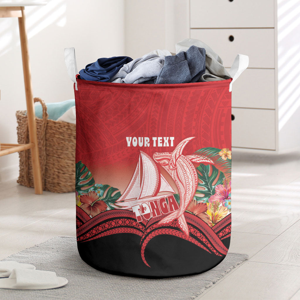Vavau Sailing Festival Tonga Personalised Laundry Basket Humpback Whale Sailboat Tropical Vibes LT14 Red - Polynesian Pride