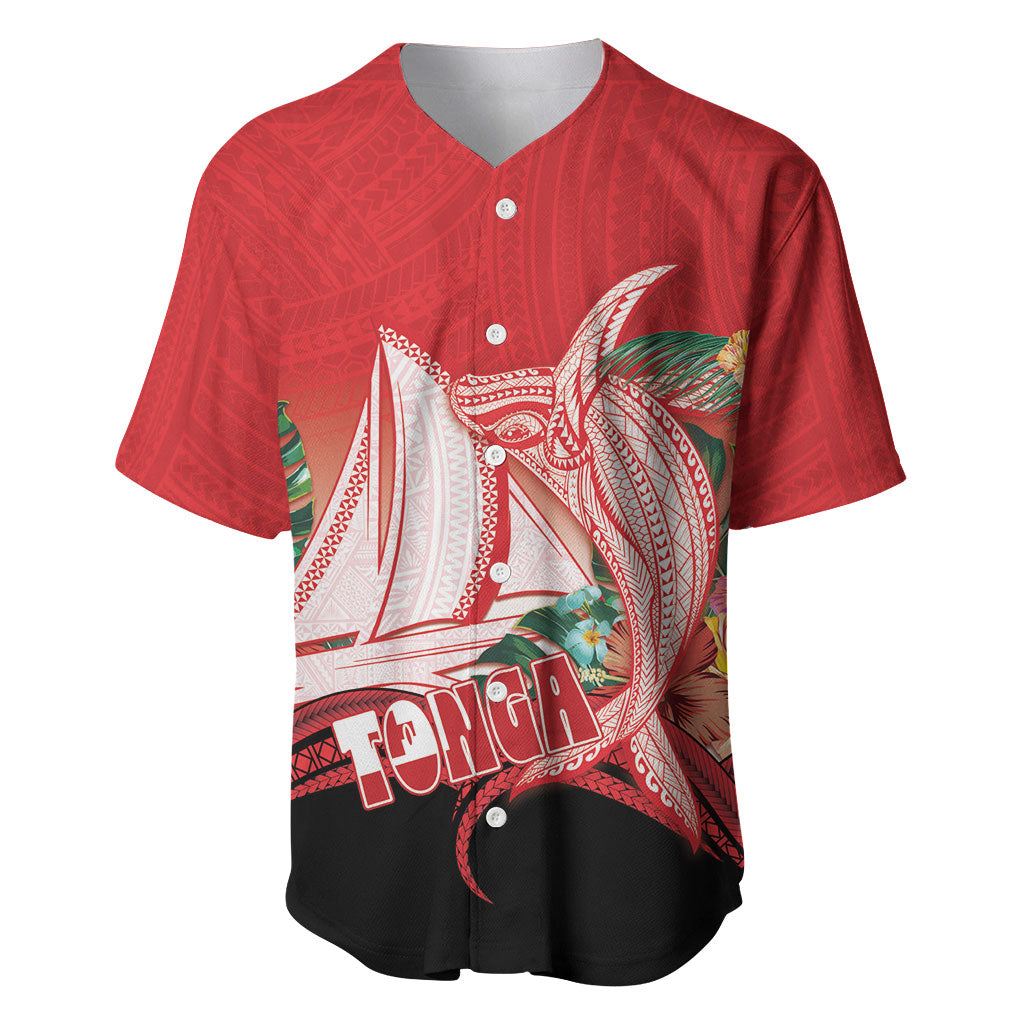Vavau Sailing Festival Tonga Personalised Baseball Jersey Humpback Whale Sailboat Tropical Vibes LT14 Red - Polynesian Pride