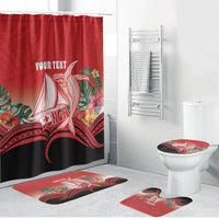Vavau Sailing Festival Tonga Personalised Bathroom Set Humpback Whale Sailboat Tropical Vibes LT14 Bathroom Set (4 pcs) Red - Polynesian Pride