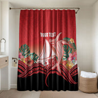 Vavau Sailing Festival Tonga Personalised Bathroom Set Humpback Whale Sailboat Tropical Vibes LT14 Shower Curtain Only Red - Polynesian Pride