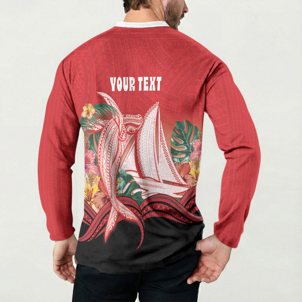 Vavau Sailing Festival Tonga Personalised Button Sweatshirt Humpback Whale Sailboat Tropical Vibes LT14 - Polynesian Pride