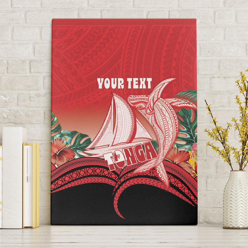 Vavau Sailing Festival Tonga Personalised Canvas Wall Art Humpback Whale Sailboat Tropical Vibes LT14 Without Frame Red - Polynesian Pride