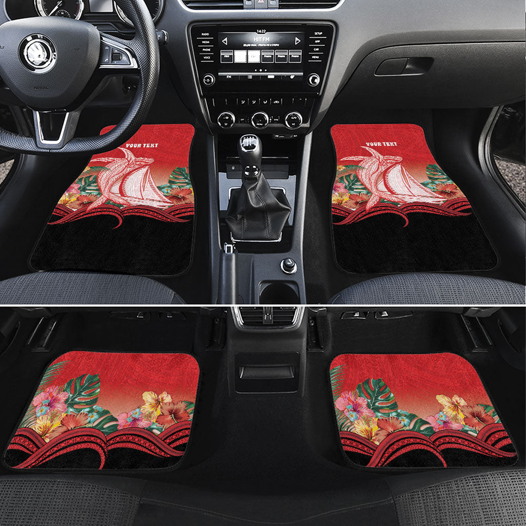 Vavau Sailing Festival Tonga Personalised Car Mats Humpback Whale Sailboat Tropical Vibes LT14 Set 4pcs Red - Polynesian Pride