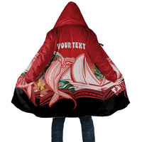 Vavau Sailing Festival Tonga Personalised Cloak Humpback Whale Sailboat Tropical Vibes LT14 Unisex Red - Polynesian Pride