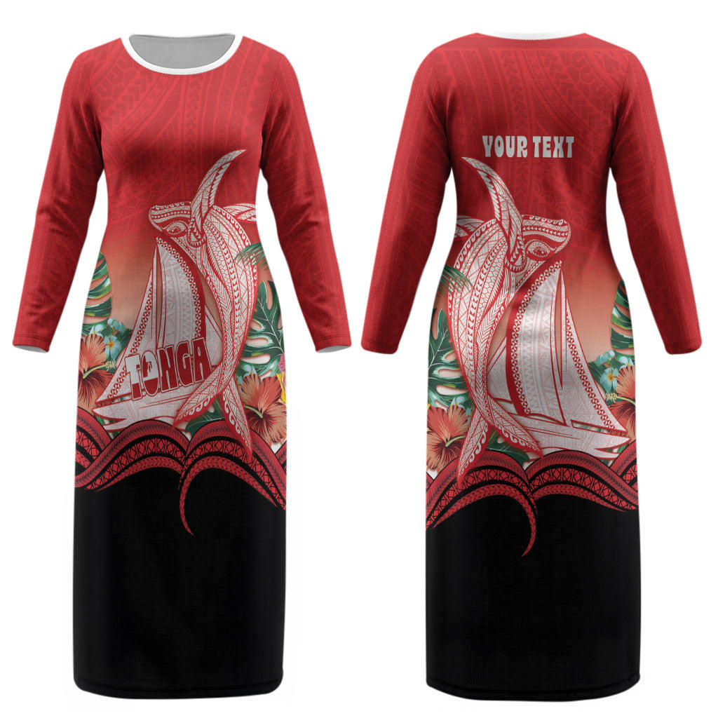 Vavau Sailing Festival Tonga Personalised Couples Matching Long Sleeve Bodycon Dress and Long Sleeve Button Shirt Humpback Whale Sailboat Tropical Vibes LT14 - Polynesian Pride