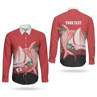 Vavau Sailing Festival Tonga Personalised Couples Matching Off Shoulder Maxi Dress and Long Sleeve Button Shirt Humpback Whale Sailboat Tropical Vibes LT14 - Polynesian Pride