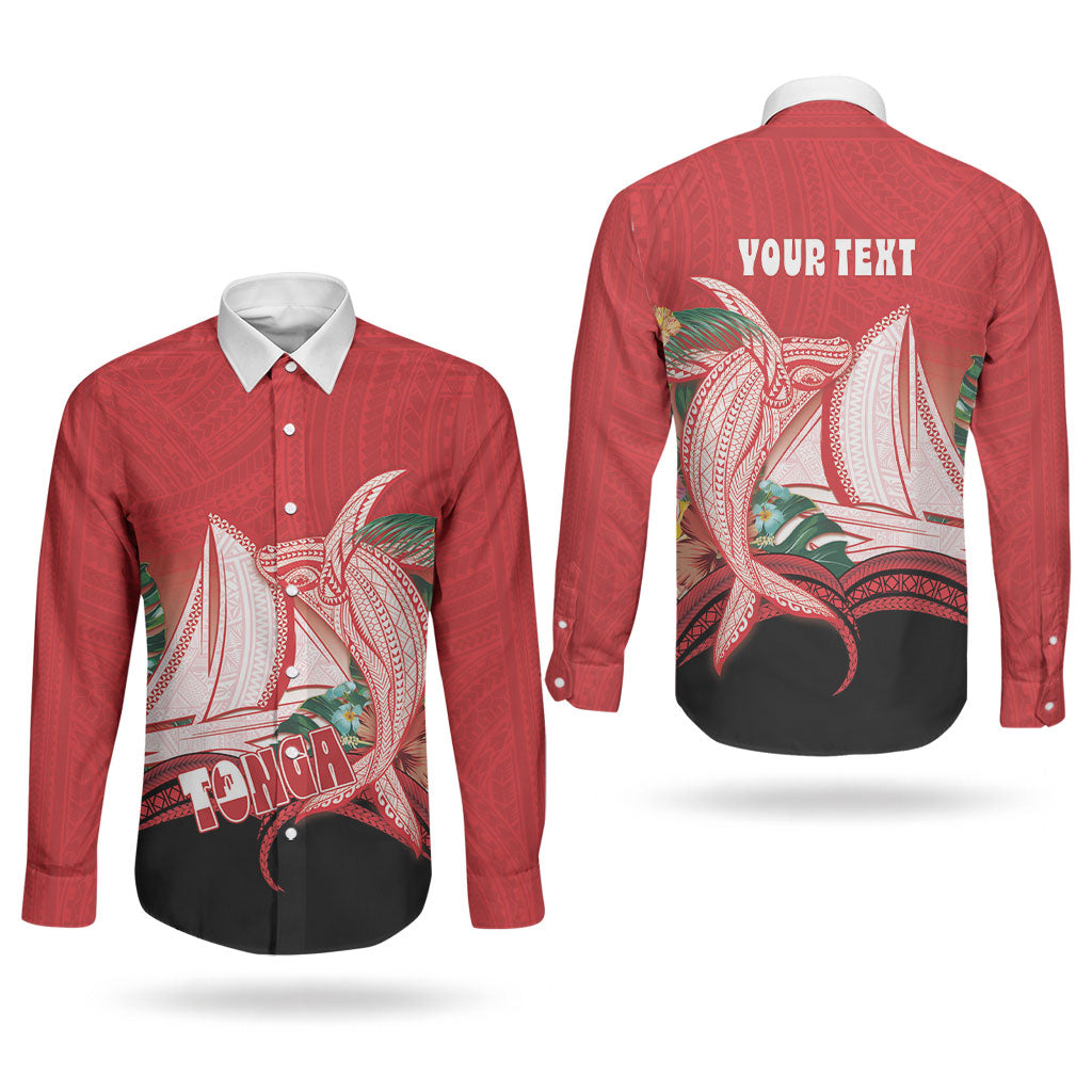 Vavau Sailing Festival Tonga Personalised Couples Matching Puletasi and Long Sleeve Button Shirt Humpback Whale Sailboat Tropical Vibes LT14 - Polynesian Pride