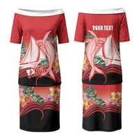 Vavau Sailing Festival Tonga Personalised Couples Matching Puletasi and Long Sleeve Button Shirt Humpback Whale Sailboat Tropical Vibes LT14 - Polynesian Pride