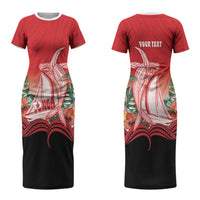 Vavau Sailing Festival Tonga Personalised Couples Matching Short Sleeve Bodycon Dress and Hawaiian Shirt Humpback Whale Sailboat Tropical Vibes LT14 - Polynesian Pride