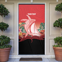 Vavau Sailing Festival Tonga Personalised Door Cover Humpback Whale Sailboat Tropical Vibes LT14 Red - Polynesian Pride