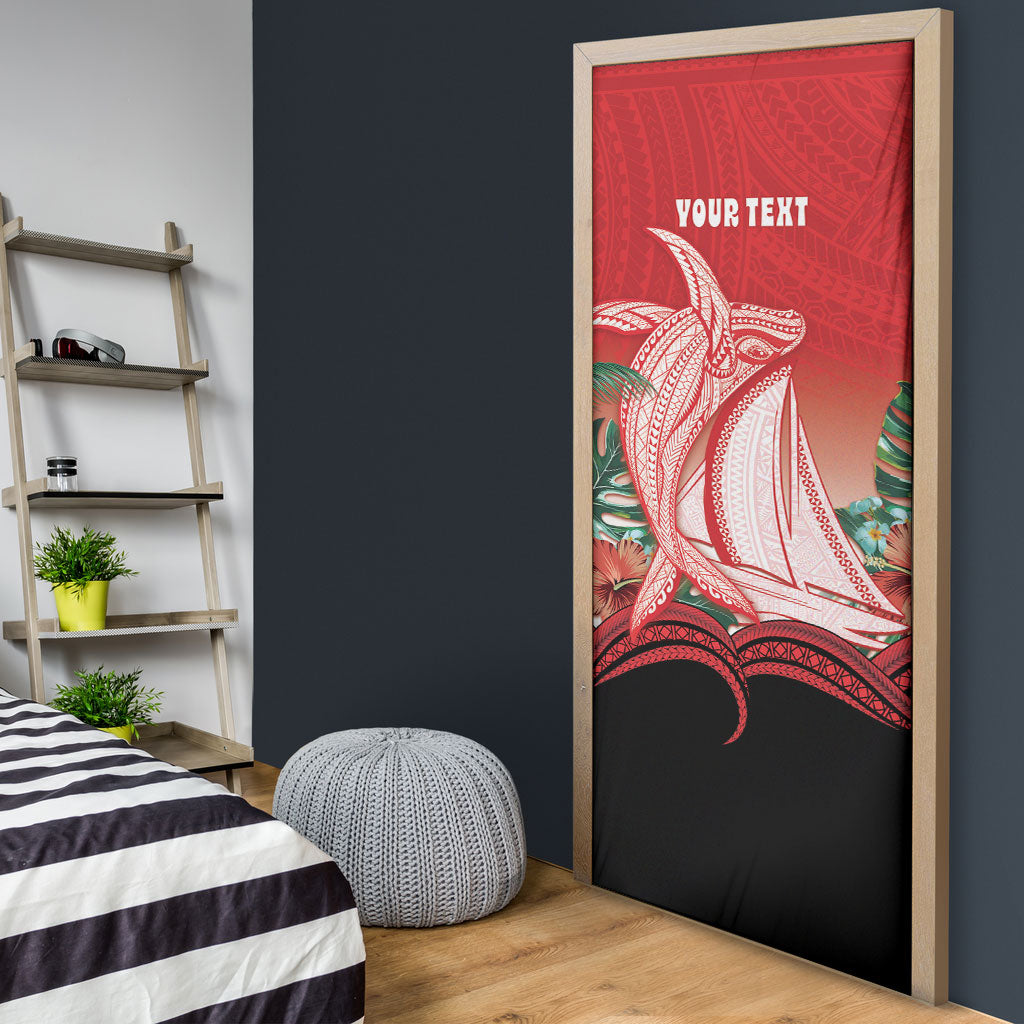 Vavau Sailing Festival Tonga Personalised Door Cover Humpback Whale Sailboat Tropical Vibes LT14 - Polynesian Pride