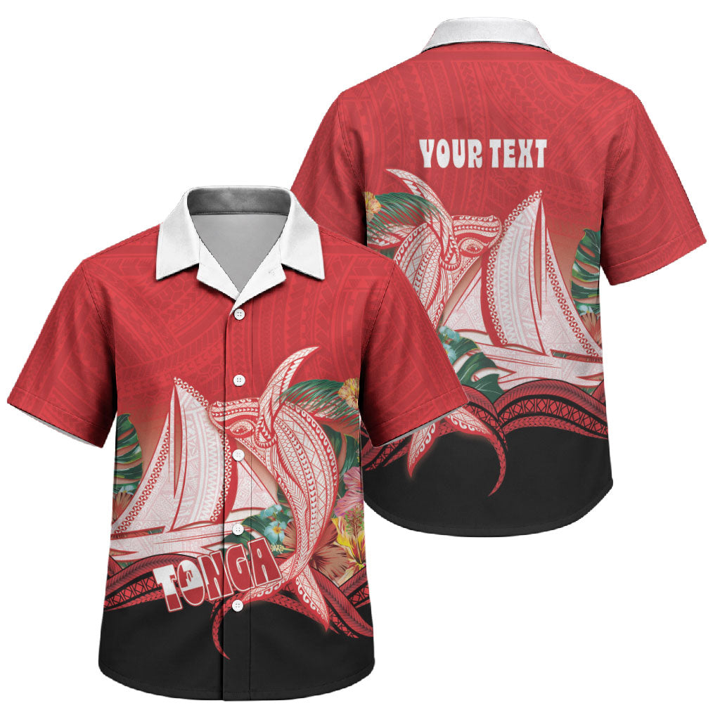 Vavau Sailing Festival Tonga Personalised Family Matching Mermaid Dress and Hawaiian Shirt Humpback Whale Sailboat Tropical Vibes LT14 Son's Shirt Red - Polynesian Pride