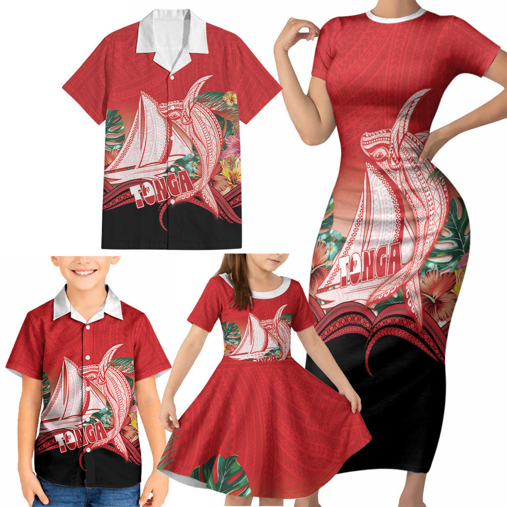 Vavau Sailing Festival Tonga Personalised Family Matching Short Sleeve Bodycon Dress and Hawaiian Shirt Humpback Whale Sailboat Tropical Vibes LT14 - Polynesian Pride