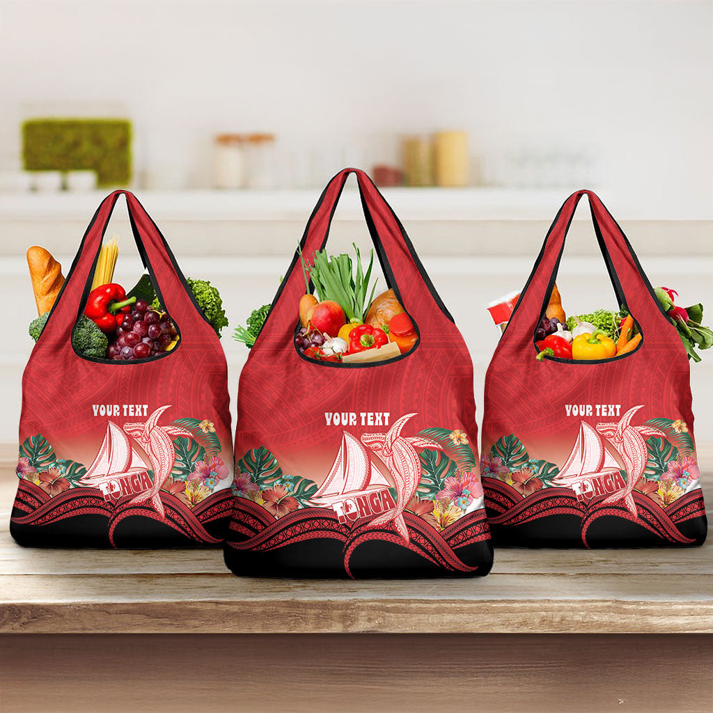 Vavau Sailing Festival Tonga Personalised Grocery Bag Humpback Whale Sailboat Tropical Vibes LT14 3-pack One Size Red - Polynesian Pride