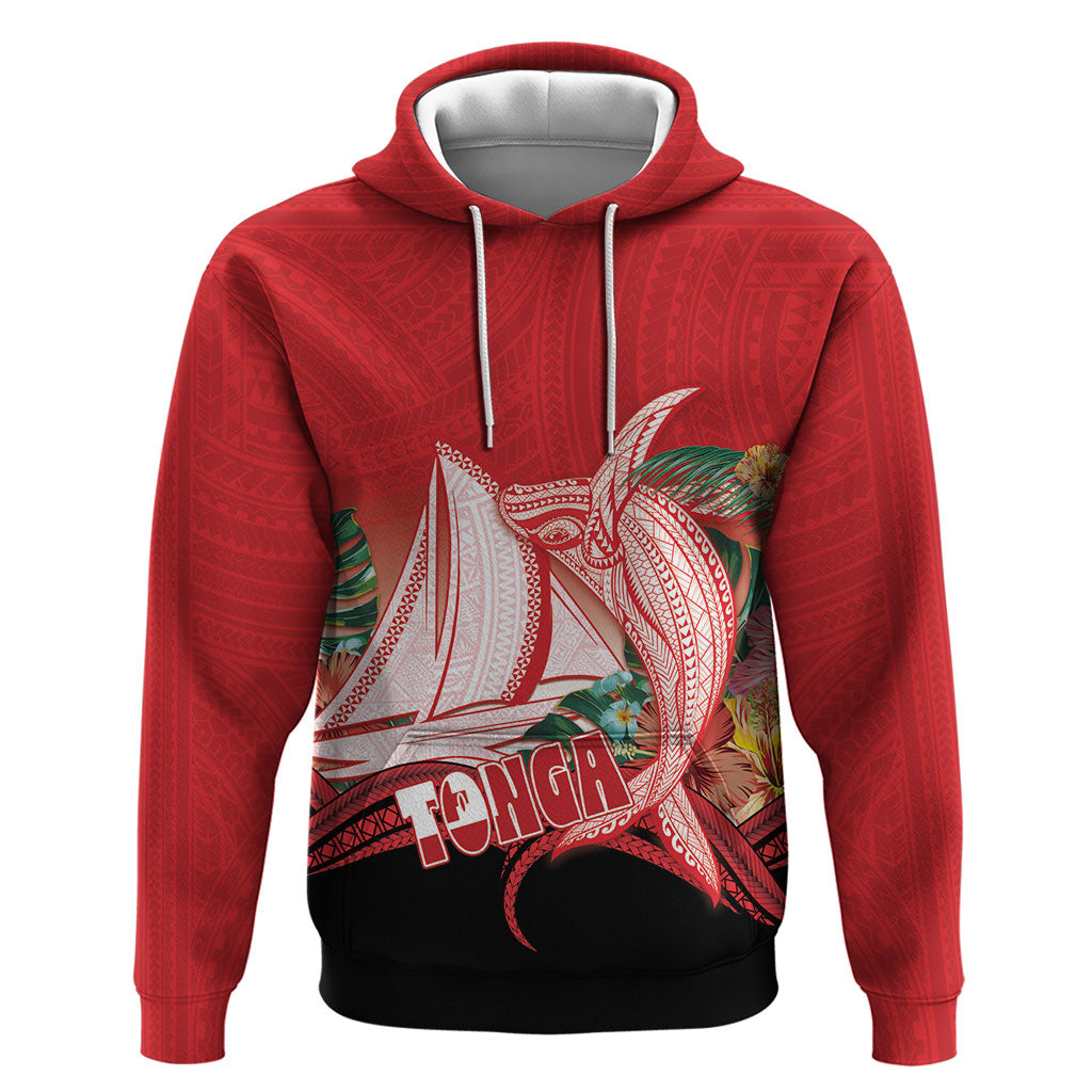 Vavau Sailing Festival Tonga Personalised Hoodie Humpback Whale Sailboat Tropical Vibes LT14 Pullover Hoodie Red - Polynesian Pride