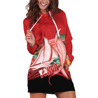 Vavau Sailing Festival Tonga Personalised Hoodie Dress Humpback Whale Sailboat Tropical Vibes LT14 Red - Polynesian Pride