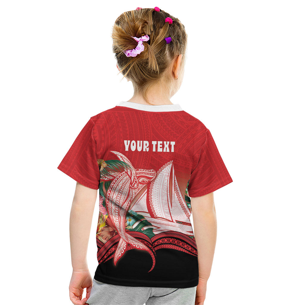 Vavau Sailing Festival Tonga Personalised Kid T Shirt Humpback Whale Sailboat Tropical Vibes LT14 - Polynesian Pride