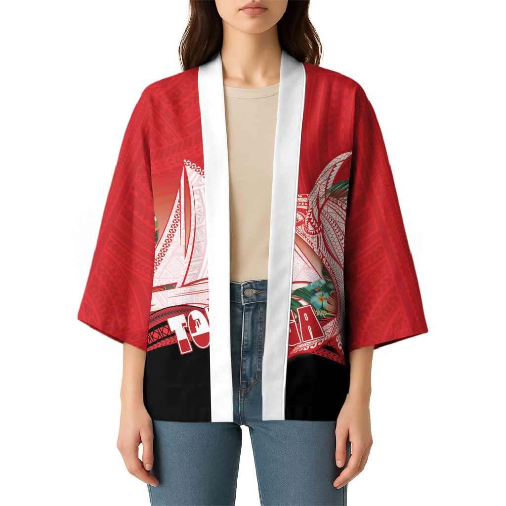 Vavau Sailing Festival Tonga Personalised Kimono Humpback Whale Sailboat Tropical Vibes LT14 - Polynesian Pride