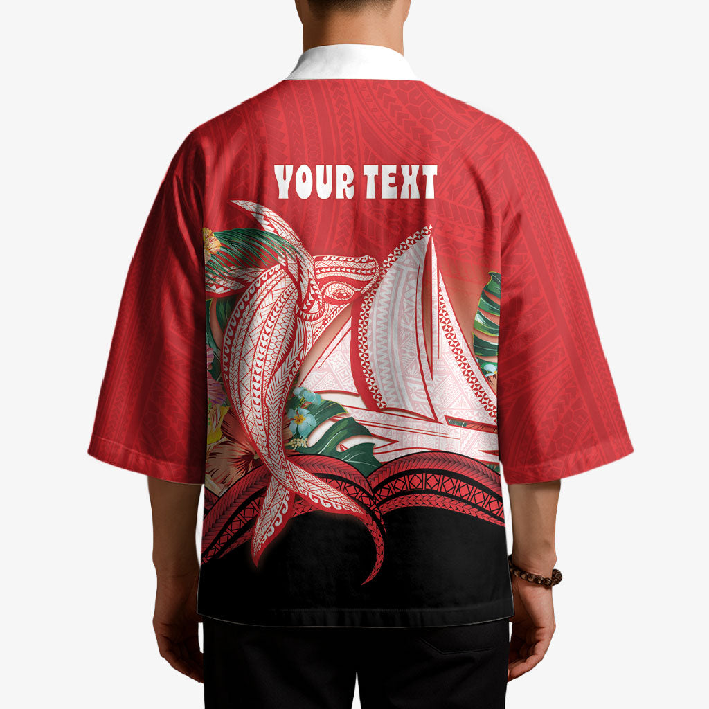 Vavau Sailing Festival Tonga Personalised Kimono Humpback Whale Sailboat Tropical Vibes LT14 - Polynesian Pride