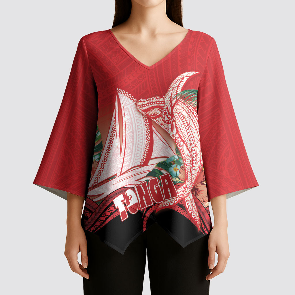 Vavau Sailing Festival Tonga Personalised Kimono Sleeve Blouse Humpback Whale Sailboat Tropical Vibes LT14 - Polynesian Pride