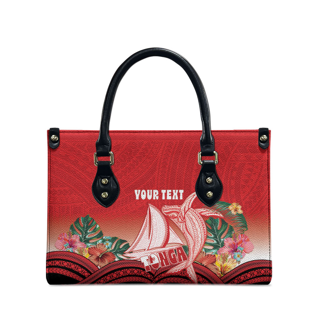 Vavau Sailing Festival Tonga Personalised Leather Bag Humpback Whale Sailboat Tropical Vibes LT14 - Polynesian Pride
