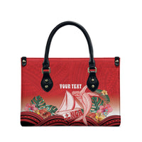 Vavau Sailing Festival Tonga Personalised Leather Bag Humpback Whale Sailboat Tropical Vibes LT14 - Polynesian Pride