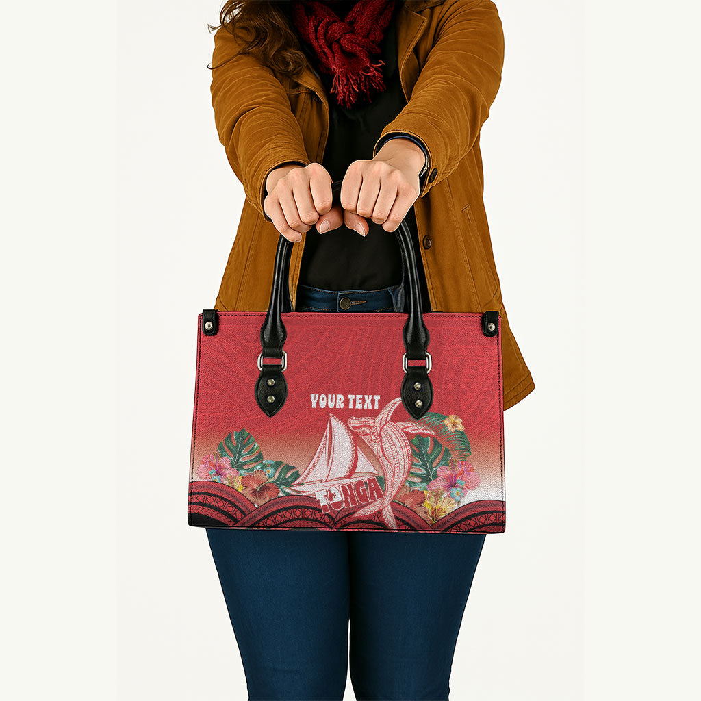 Vavau Sailing Festival Tonga Personalised Leather Bag Humpback Whale Sailboat Tropical Vibes LT14 - Polynesian Pride
