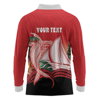 Vavau Sailing Festival Tonga Personalised Long Sleeve Polo Shirt Humpback Whale Sailboat Tropical Vibes LT14 - Polynesian Pride