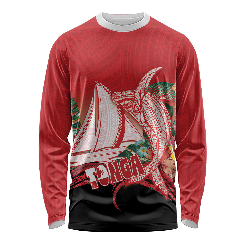 Vavau Sailing Festival Tonga Personalised Long Sleeve Shirt Humpback Whale Sailboat Tropical Vibes LT14 Unisex Red - Polynesian Pride