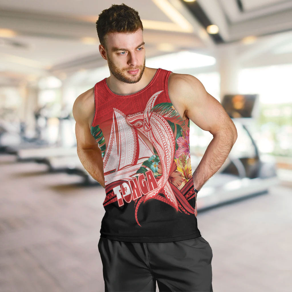 Vavau Sailing Festival Tonga Personalised Men Tank Top Humpback Whale Sailboat Tropical Vibes LT14 Red - Polynesian Pride