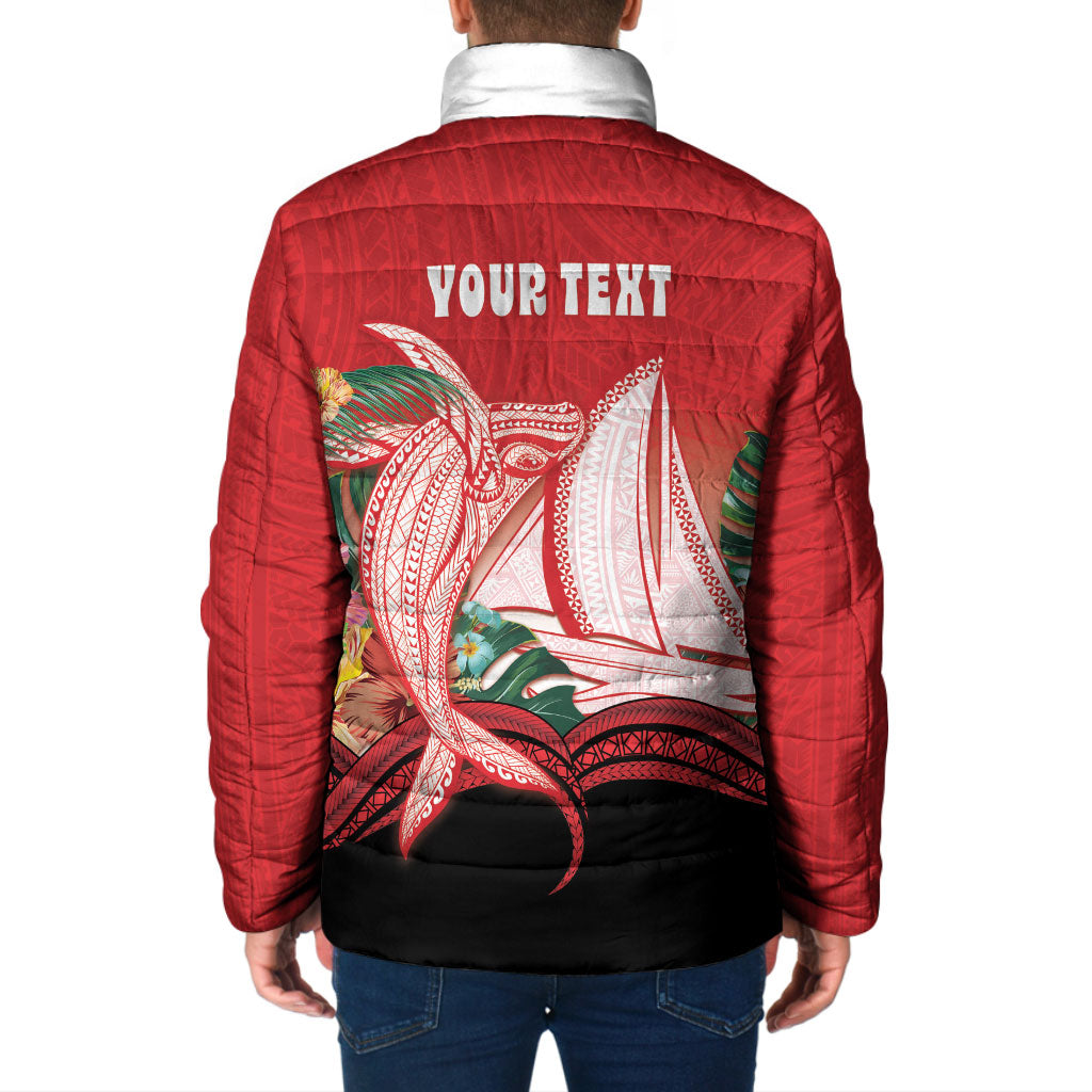 Vavau Sailing Festival Tonga Personalised Padded Jacket Humpback Whale Sailboat Tropical Vibes LT14 - Polynesian Pride