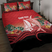 Vavau Sailing Festival Tonga Personalised Quilt Bed Set Humpback Whale Sailboat Tropical Vibes LT14 Red - Polynesian Pride