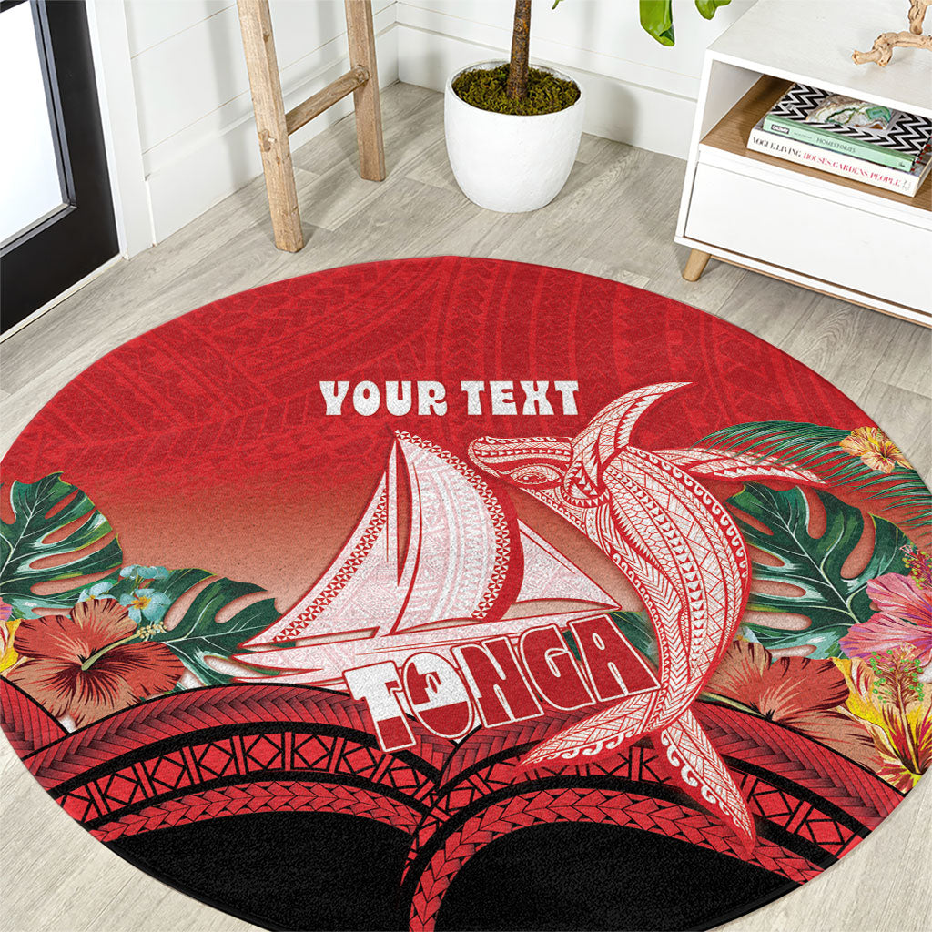 Vavau Sailing Festival Tonga Personalised Round Carpet Humpback Whale Sailboat Tropical Vibes LT14 Red - Polynesian Pride