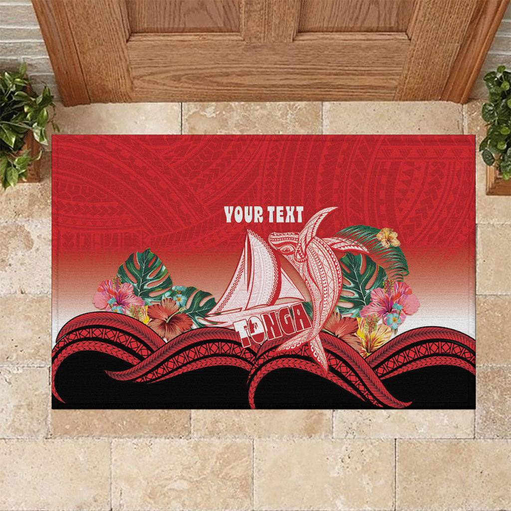 Vavau Sailing Festival Tonga Personalised Rubber Doormat Humpback Whale Sailboat Tropical Vibes LT14 Red - Polynesian Pride