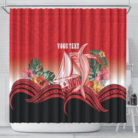Vavau Sailing Festival Tonga Personalised Shower Curtain Humpback Whale Sailboat Tropical Vibes LT14 - Polynesian Pride