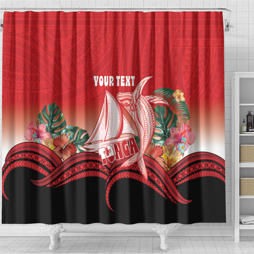Vavau Sailing Festival Tonga Personalised Shower Curtain Humpback Whale Sailboat Tropical Vibes LT14 - Polynesian Pride