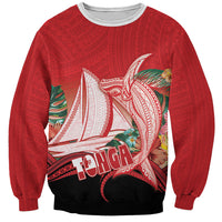 Vavau Sailing Festival Tonga Personalised Sweatshirt Humpback Whale Sailboat Tropical Vibes LT14 Unisex Red - Polynesian Pride