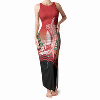Vavau Sailing Festival Tonga Personalised Tank Maxi Dress Humpback Whale Sailboat Tropical Vibes LT14 Women Red - Polynesian Pride