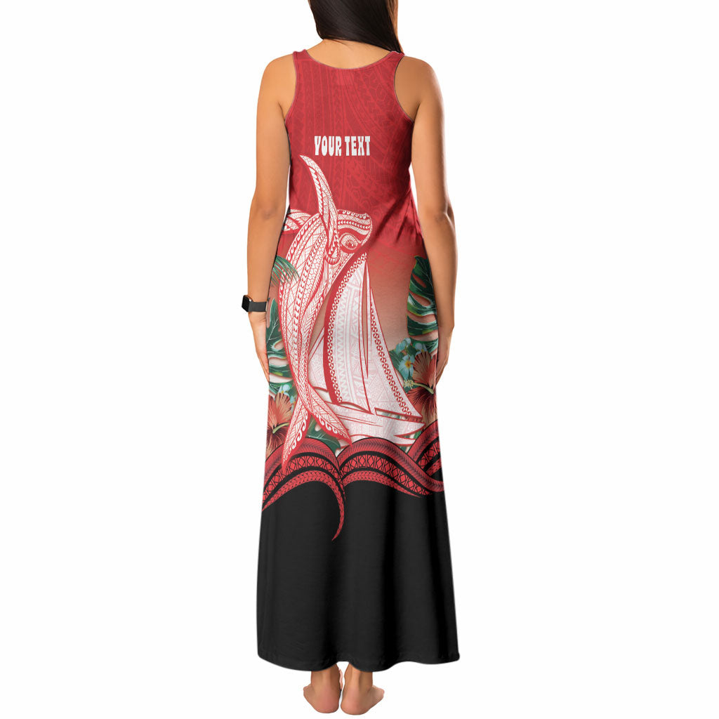 Vavau Sailing Festival Tonga Personalised Tank Maxi Dress Humpback Whale Sailboat Tropical Vibes LT14 - Polynesian Pride