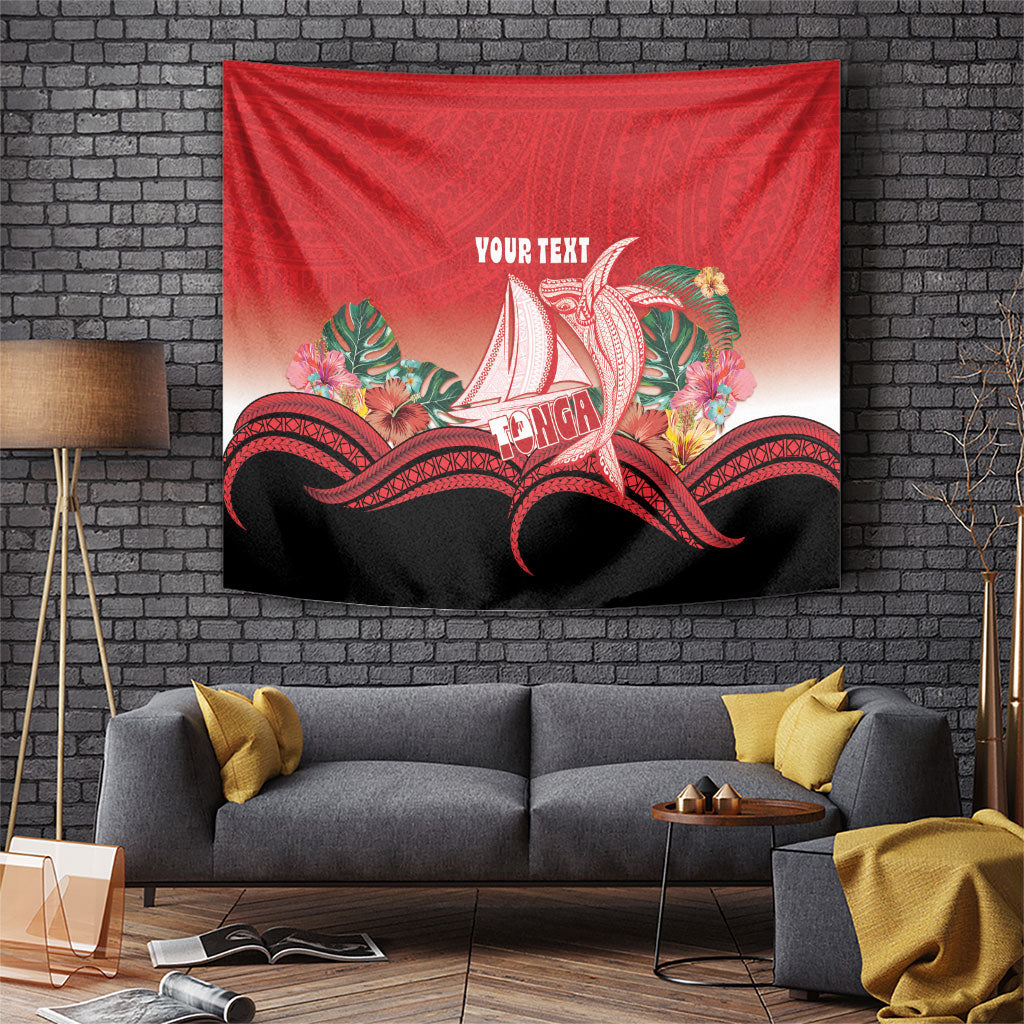 Vavau Sailing Festival Tonga Personalised Tapestry Humpback Whale Sailboat Tropical Vibes LT14 Red - Polynesian Pride