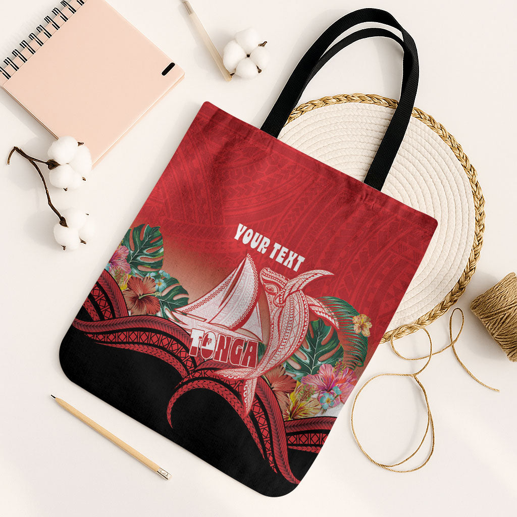 Vavau Sailing Festival Tonga Personalised Tote Bag Humpback Whale Sailboat Tropical Vibes LT14 Black Strap One Size Red - Polynesian Pride