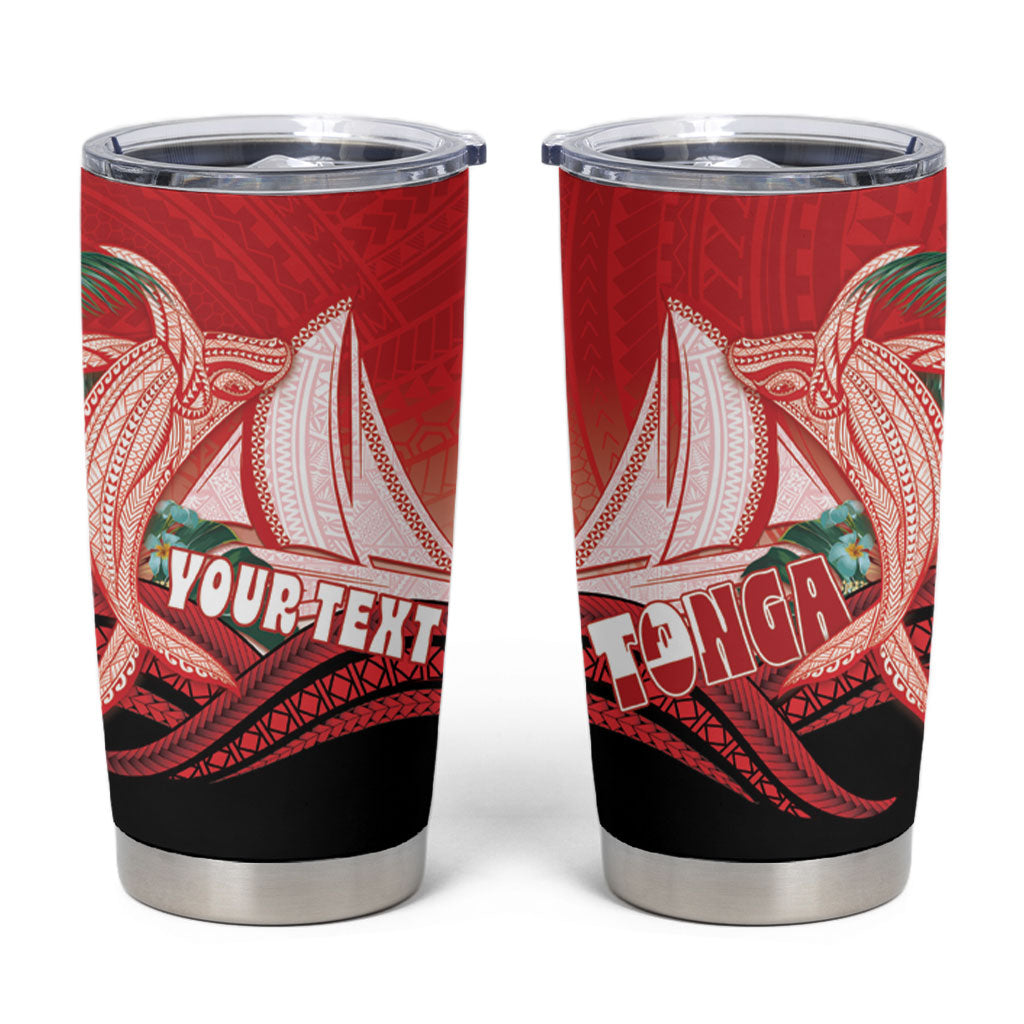Vavau Sailing Festival Tonga Personalised Tumbler Cup Humpback Whale Sailboat Tropical Vibes LT14 Red - Polynesian Pride