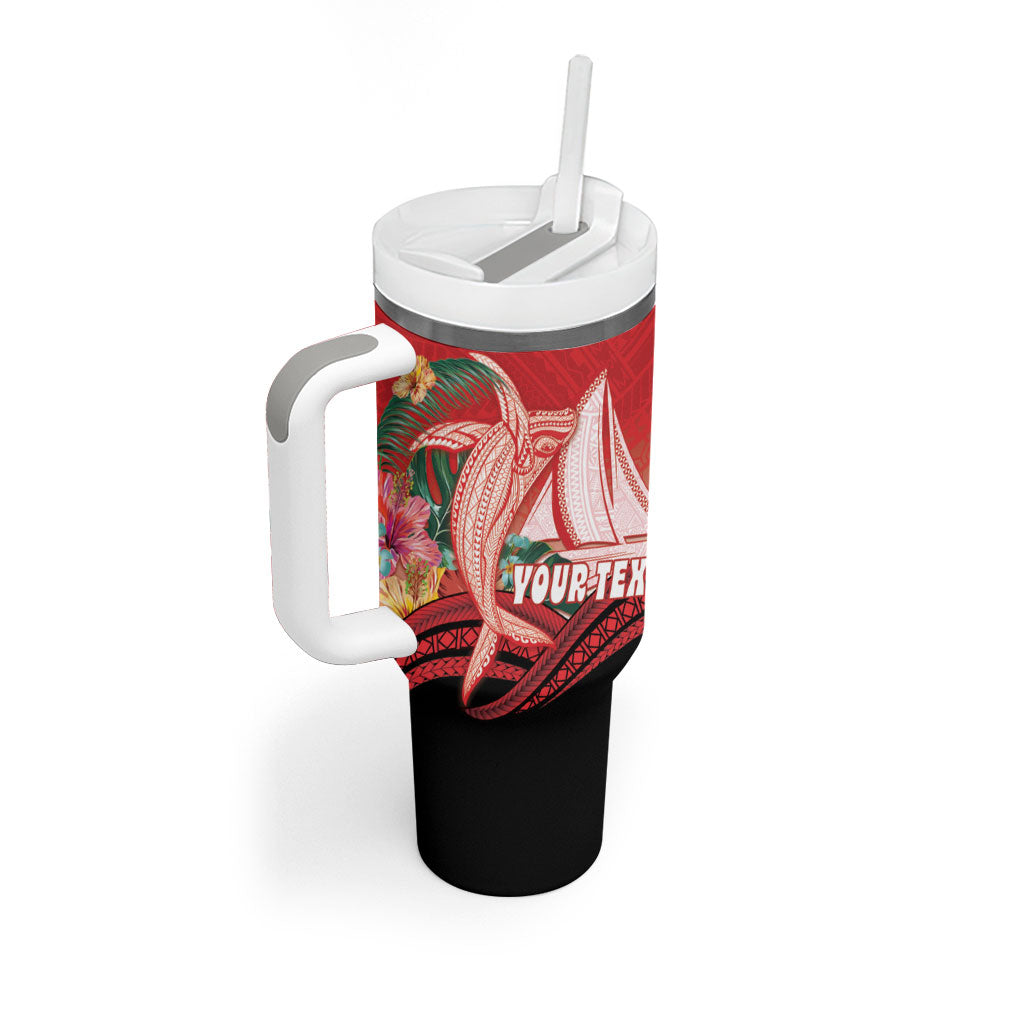 Vavau Sailing Festival Tonga Personalised Tumbler With Handle Humpback Whale Sailboat Tropical Vibes LT14 - Polynesian Pride