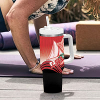 Vavau Sailing Festival Tonga Personalised Tumbler With Handle Humpback Whale Sailboat Tropical Vibes LT14 - Polynesian Pride