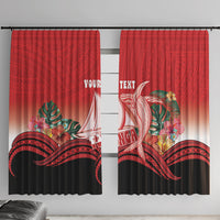 Vavau Sailing Festival Tonga Personalised Window Curtain Humpback Whale Sailboat Tropical Vibes LT14 With Hooks Red - Polynesian Pride
