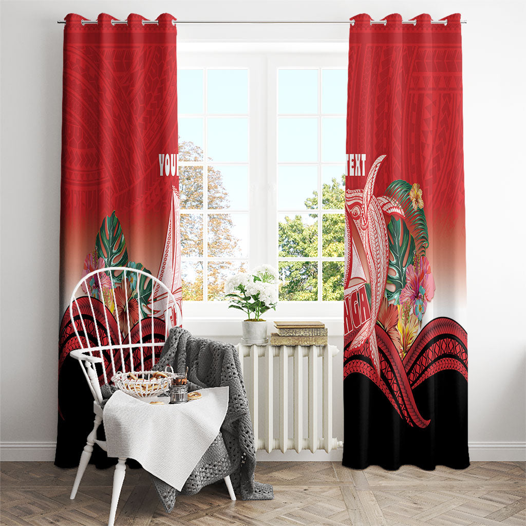 Vavau Sailing Festival Tonga Personalised Window Curtain Humpback Whale Sailboat Tropical Vibes LT14 - Polynesian Pride