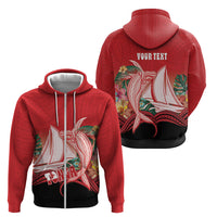 Vavau Sailing Festival Tonga Personalised Zip Hoodie Humpback Whale Sailboat Tropical Vibes LT14 - Polynesian Pride