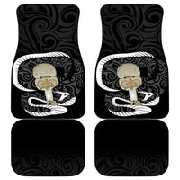 Black New Zealand Eel Car Mats Aotearoa Maori Tuna With Kotiate Weapon