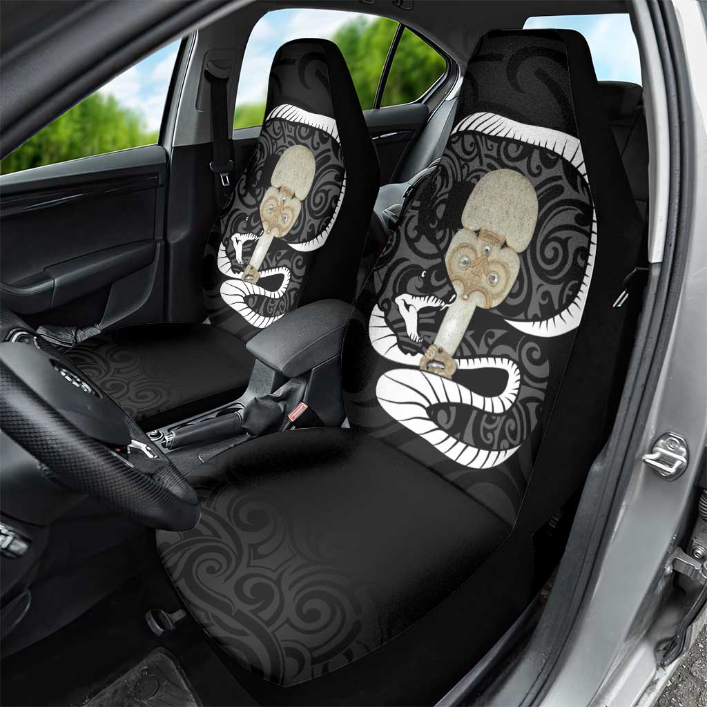Black New Zealand Eel Car Seat Cover Aotearoa Maori Tuna With Kotiate Weapon