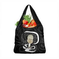 Black New Zealand Eel Grocery Bag Aotearoa Maori Tuna With Kotiate Weapon